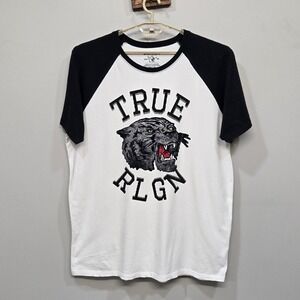 True Religion Graphic T-Shirt Big & Tall XXXL Raglan‎ Baseball Tee Panther Logo